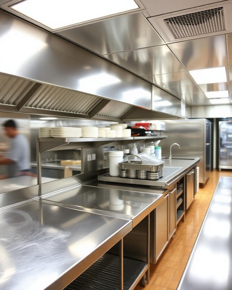 Commercial kitchen after deep cleaning